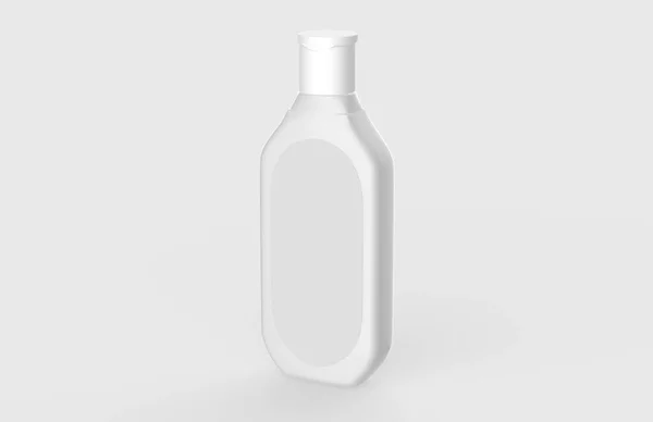 塑料洗发水瓶与翻转顶盖下摆 为你的设计制作模板 3D说明 — 图库照片