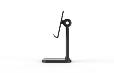 Cep telefonu standı, Açı Yüksekliği Ayarlanabilir LISEN cep telefonu standı, Kalın Davalı Telefon Holder Masası, Tüm Cep Telefonları ile Uyumlu. 3d illüstrasyon
