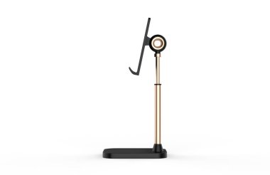 Cep telefonu standı, Açı Yüksekliği Ayarlanabilir LISEN cep telefonu standı, Kalın Davalı Telefon Holder Masası, Tüm Cep Telefonları ile Uyumlu. 3d illüstrasyon