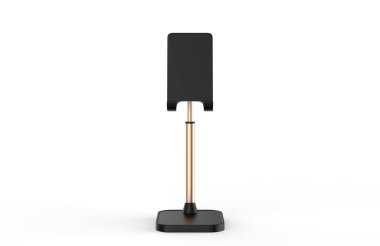 Cep telefonu standı, Açı Yüksekliği Ayarlanabilir LISEN cep telefonu standı, Kalın Davalı Telefon Holder Masası, Tüm Cep Telefonları ile Uyumlu. 3d illüstrasyon