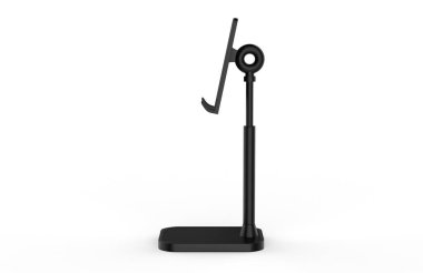 Cep telefonu standı, Açı Yüksekliği Ayarlanabilir LISEN cep telefonu standı, Kalın Davalı Telefon Holder Masası, Tüm Cep Telefonları ile Uyumlu. 3d illüstrasyon