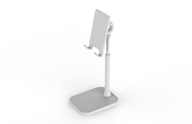 Cep telefonu standı, Açı Yüksekliği Ayarlanabilir LISEN cep telefonu standı, Kalın Davalı Telefon Holder Masası, Tüm Cep Telefonları ile Uyumlu. 3d illüstrasyon