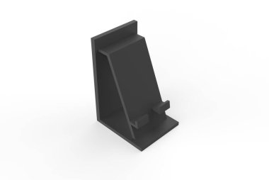 Cep telefonu resepsiyon, kalın çantalı telefon tutucu masası, tüm cep telefonları ile uyumlu. 3d illüstrasyon