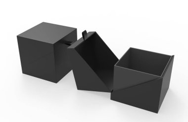 Ürün Karton Paket Kutusu. 3D Görüntü Beyaz Arkaplanda İzole Edildi. Tasarımınız için Şablonu Hazırlayın.