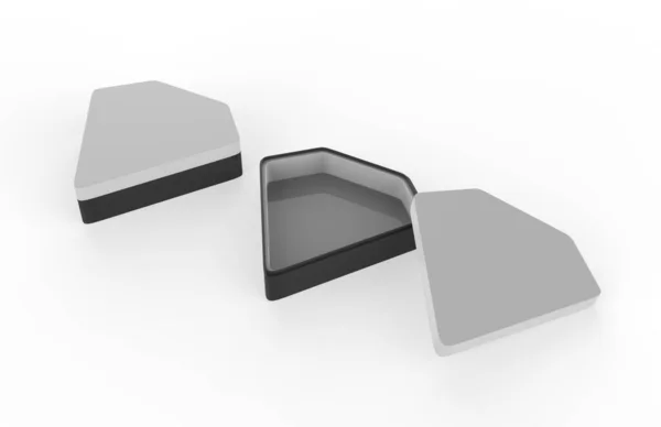 空白硬钻石盒纸板箱模拟模板 3D插图 — 图库照片