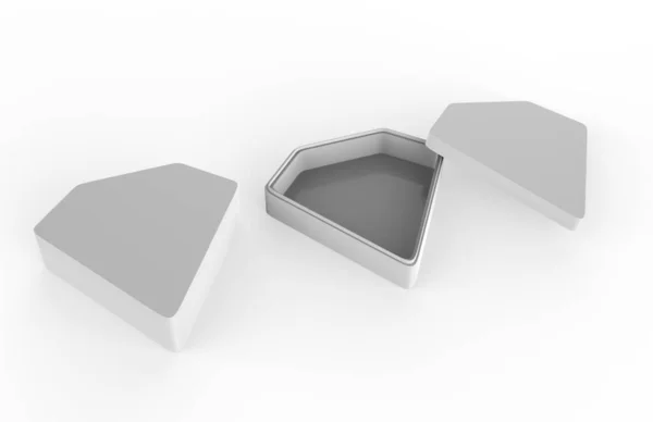 Blank hard diamond box cardboard box mock up template, 3d illustration.