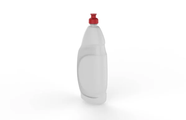清洁产品用塑料瓶 白色底座隔离 3D说明 — 图库照片