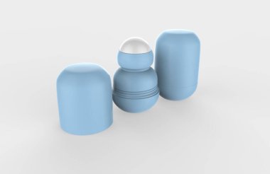Açılan Roll-on Deodorant Mockup. Gerçekçi Terleme Karşıtı Mock Up. White 'ta izole edilmiş. 3B Görüntü.