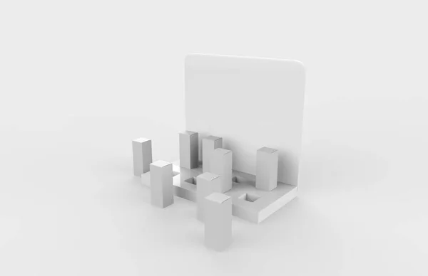 适用于广告传单 产品的盒装Poi硬纸板显示 3D在白色背景下孤立的说明 为您的设计准备模板 — 图库照片