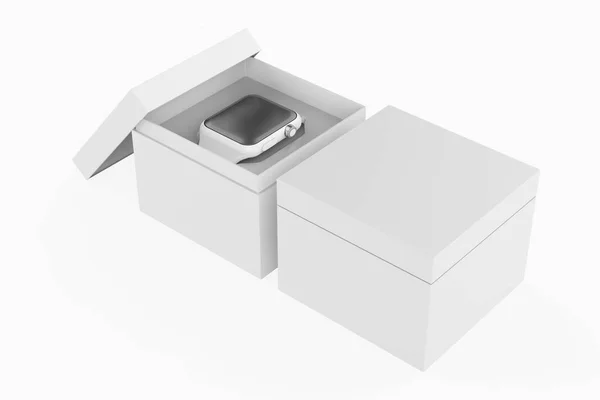 Smartwatch Mit Hardbox Verpackung Für Branding Und Rendering Illustration — Stockfoto