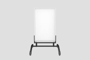 Gerçekçi sokak reklam panosu, dikey model. Açık hava reklamı için çerçeveli şehir ışığı panosu. Sunum, promosyon, reklam ve tasarım için şablon ekranı. 3d illüstrasyon