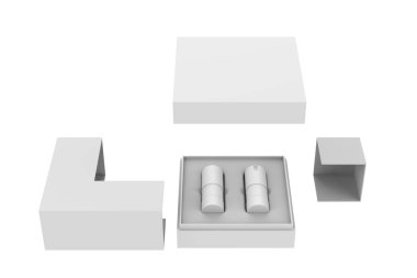 Karton Kozmetik Cilt Bakımı Hediye Paketi. 3d illüstrasyon