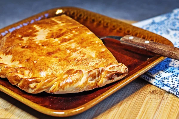 Traditional Russian Vegetarian Pie Cabbage — Stock Photo, Image