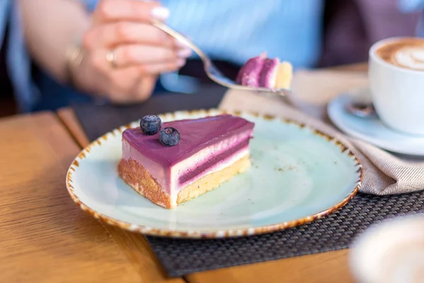 Το κέικ βακκινίων cakeblueberry με φρέσκα βακκίνια. — Φωτογραφία Αρχείου