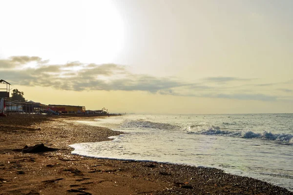Wczesnym Rankiem Wschód Słońca Plaży Turcji Przypływ Świcie — Zdjęcie stockowe