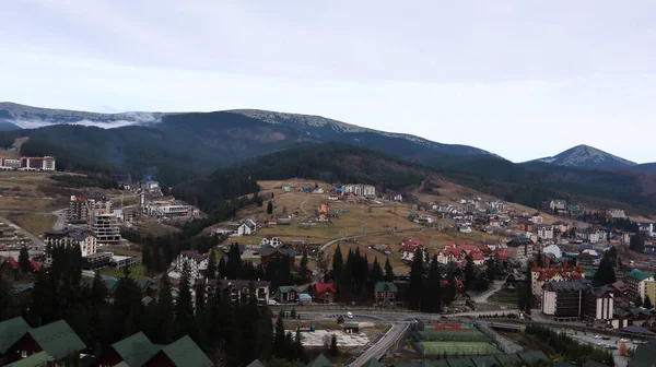 Skigebiet Bukovel Herbst Luftaufnahme Blick Auf Die Hotelhäuser Der Ökologischen — Stockfoto