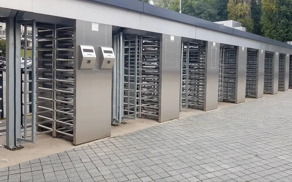 Entrada Estadio Fútbol Durante Día Sin Personas Puertas Entrada Seguras — Foto de Stock