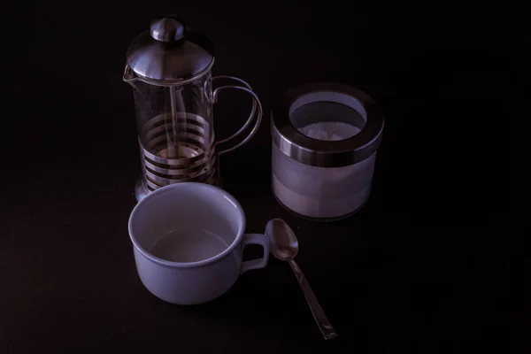 Tasse Tee Mit Traditioneller Teekanne Und Zuckerdose — Stockfoto