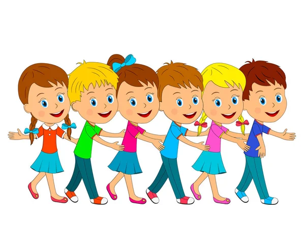 Kids Little Boys Girls Together White Background Illustration Vector — Stock Vector