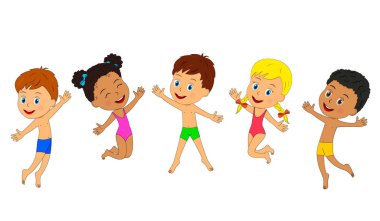 Çocuk ve kız oyun ve atlama 