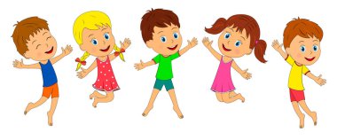 Çocuk ve kız oyun ve atlama