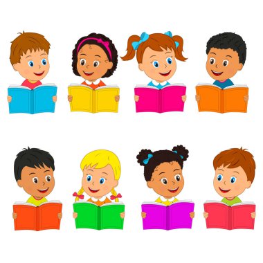 erkek ve kız bir kitap koleksiyonu okumak