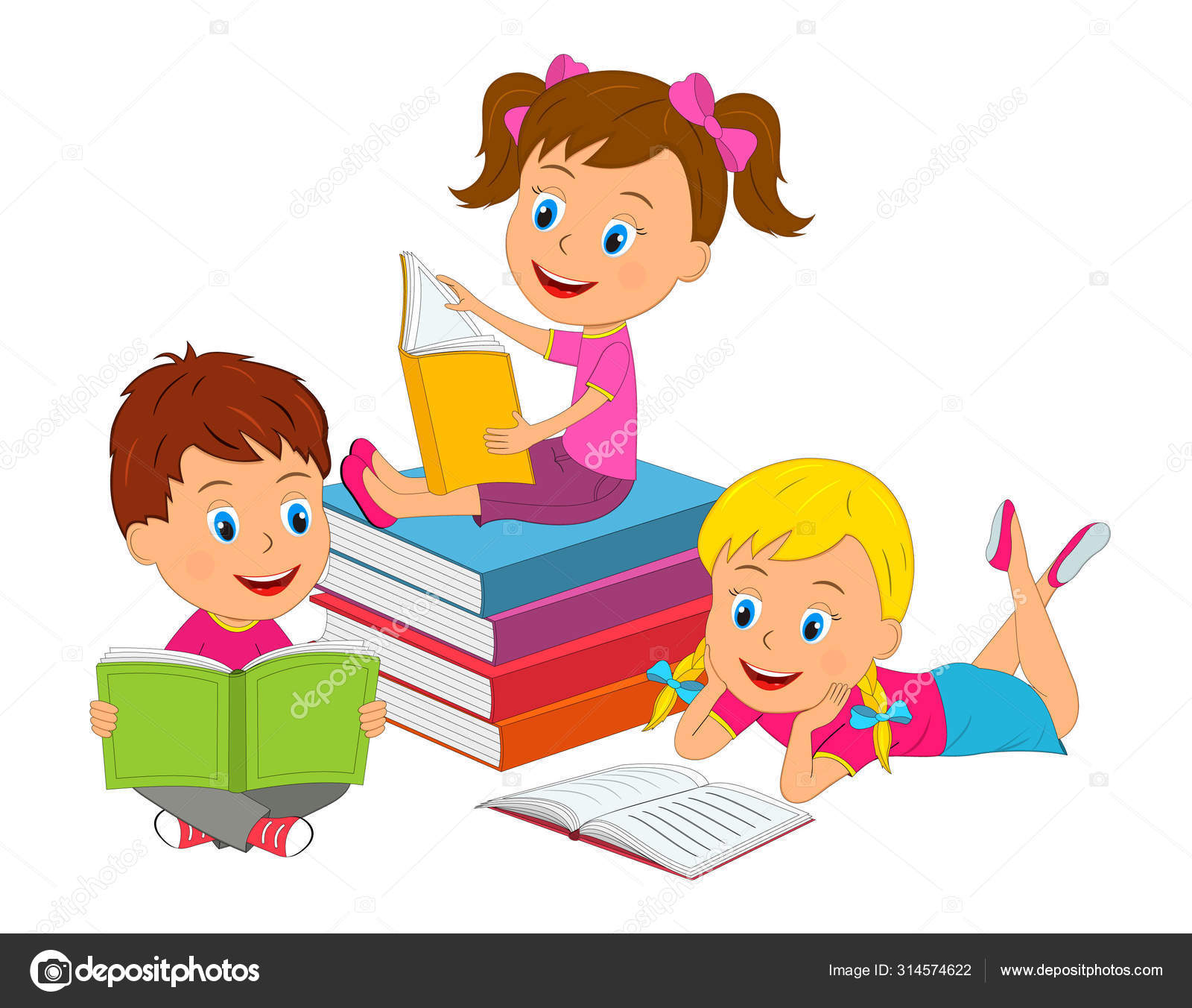 Boy and girls read books Stock Vector Image by ©iris828 #314574622 Boy and girls read books Stock Vector Image by ©iris828 #314574622
