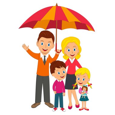 mutlu bir aile şemsiyesi altında