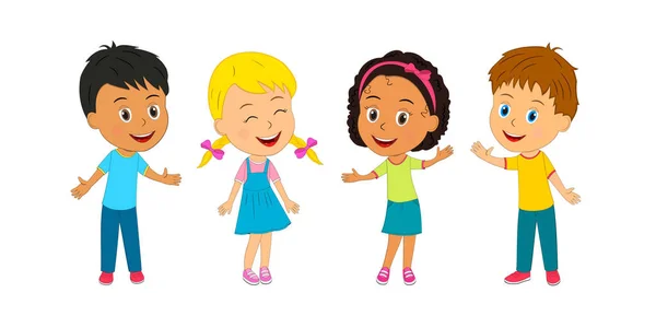 Group Multicultural Kids Standing Together Illustration Vector — Stock Vector