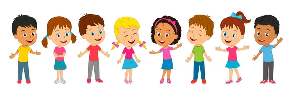 Group Multicultural Kids Standing Together Illustration Vector — Stock Vector