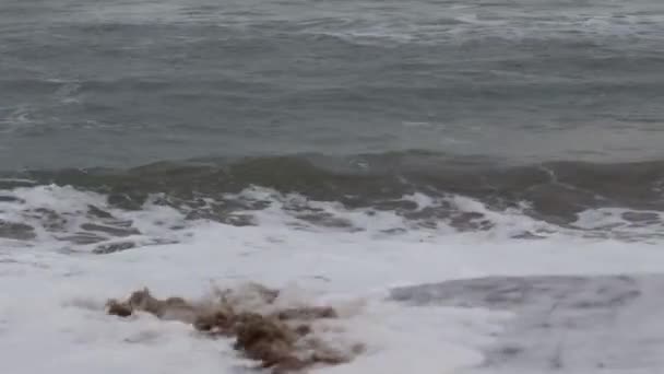 在日出前 汹涌的巨浪以极快的速度冲击着海滩 — 图库视频影像