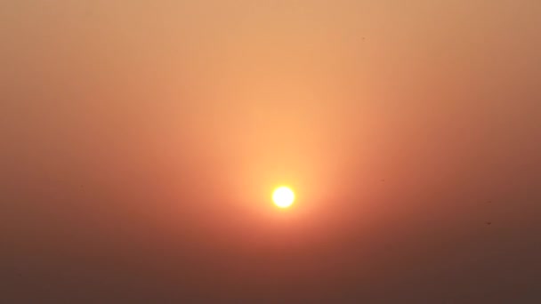 Beautiful Morning Sunrise Bright Full Sun Rising Yellow Red Sky — стоковое видео