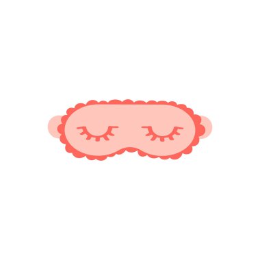 Beyaz bir arka plan üzerinde izole uyku için pembe maske. Karikatür tarzında vektör illüstrasyon