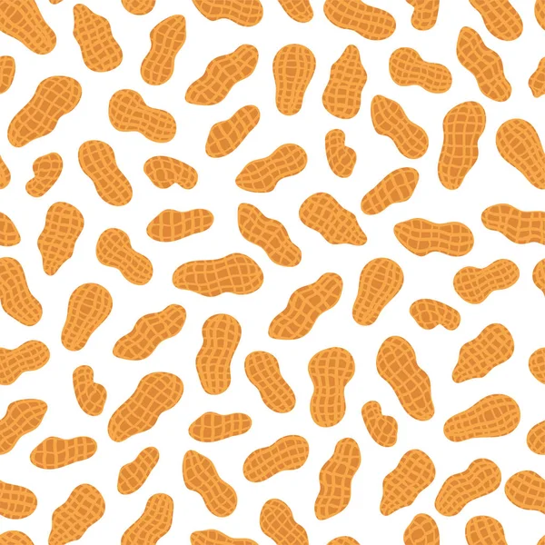 Peanuts nahtloses Muster auf weißem Hintergrund. Vektor-Illustration im freihändig gezeichneten Stil — Stockvektor
