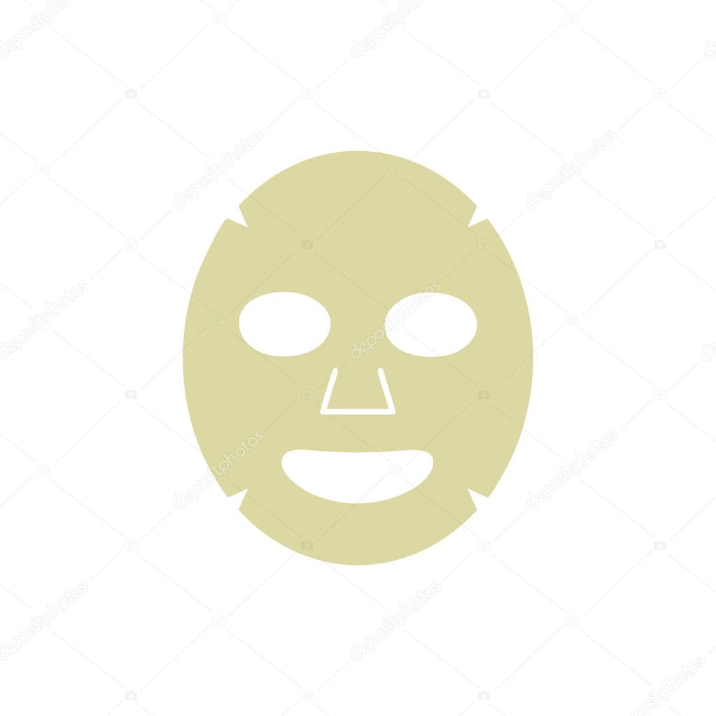 Sheet facial mask isolated on a white background. Cosmetic product for face skin care. Vector illustration in flat style
