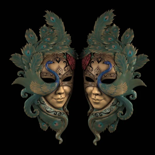 Maschera Carnevale Veneziana Isolata Bianco — Foto Stock