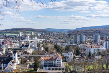 View over Brugg to Windisch with Stapferschulhaus clipart