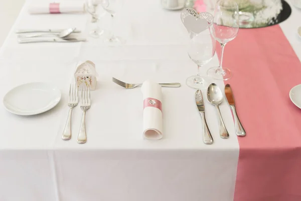 Fancy Tabel Instellen Voor Een Bruiloft Diner — Stockfoto