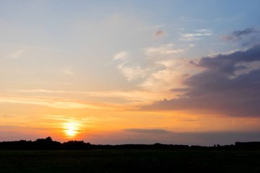 sunset, blue sky with clouds - abstract sky background texture
