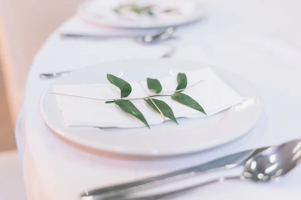 Yapraklı Şık Bir Yemek Masası — Stok fotoğraf