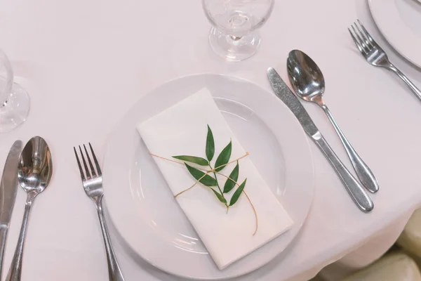 Yapraklı Şık Bir Yemek Masası — Stok fotoğraf