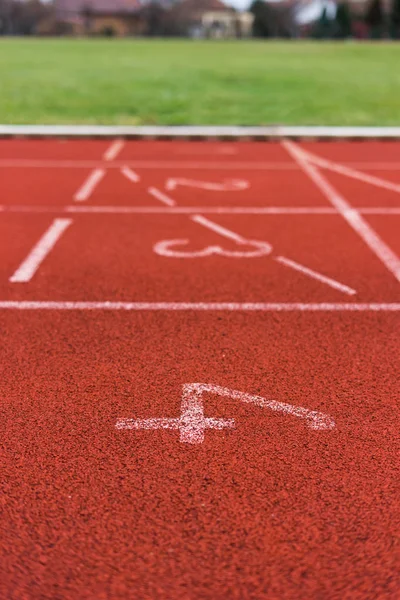 Red Rubber Running Track Outdoor Sport Floor — Stock Photo, Image