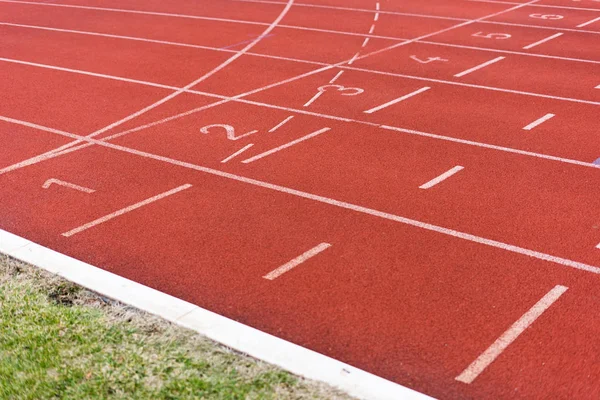 Red Rubber Running Track Outdoor Sport Floor — Stock Photo, Image