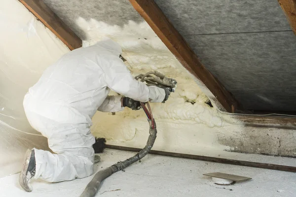 Spray polyurethane foam for roof — Stock Photo, Image