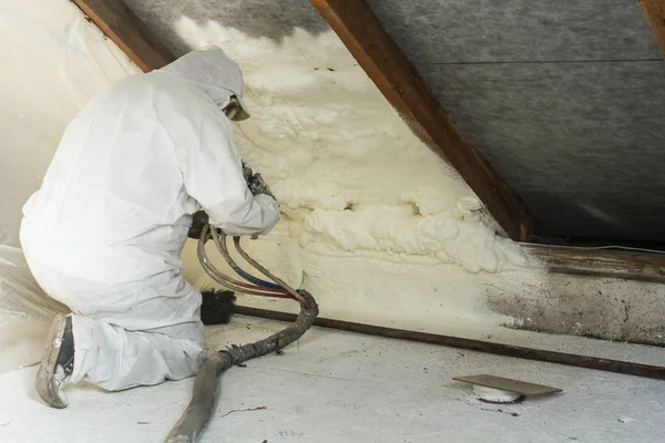 Spray polyurethane foam for roof — Stock Photo, Image
