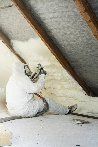 Spray polyurethane foam for roof — Stock Photo, Image