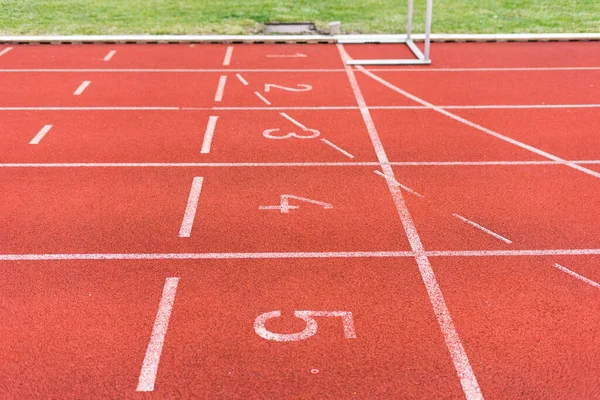 Red Rubber Running Track Outdoor Sport Floor — Stock Photo, Image