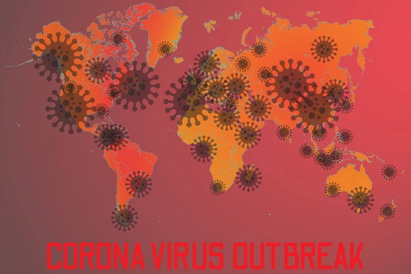 Mundo Infectado Por Virus Corona Brote Covidio Señal Peligrosa Enfermedad — Vector de stock