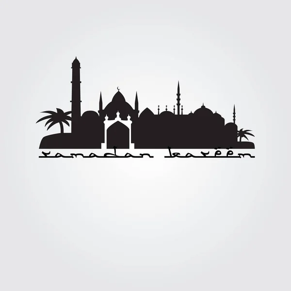 Vektorillustration Der Silhouette Moschee Ramadan Kareem Islamische Architektur Geeignet Für — Stockvektor