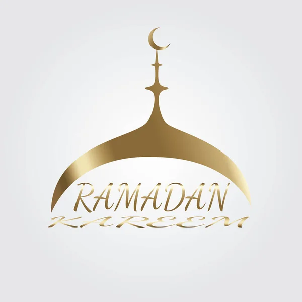 Üzerinde Hilal Olan Altın Camiinin Vektör Çizimi Ramazan Kareem Hac — Stok Vektör